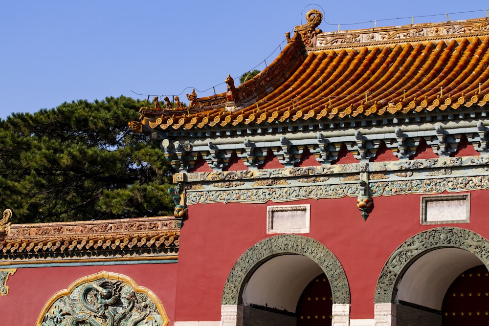 a building with a red roof