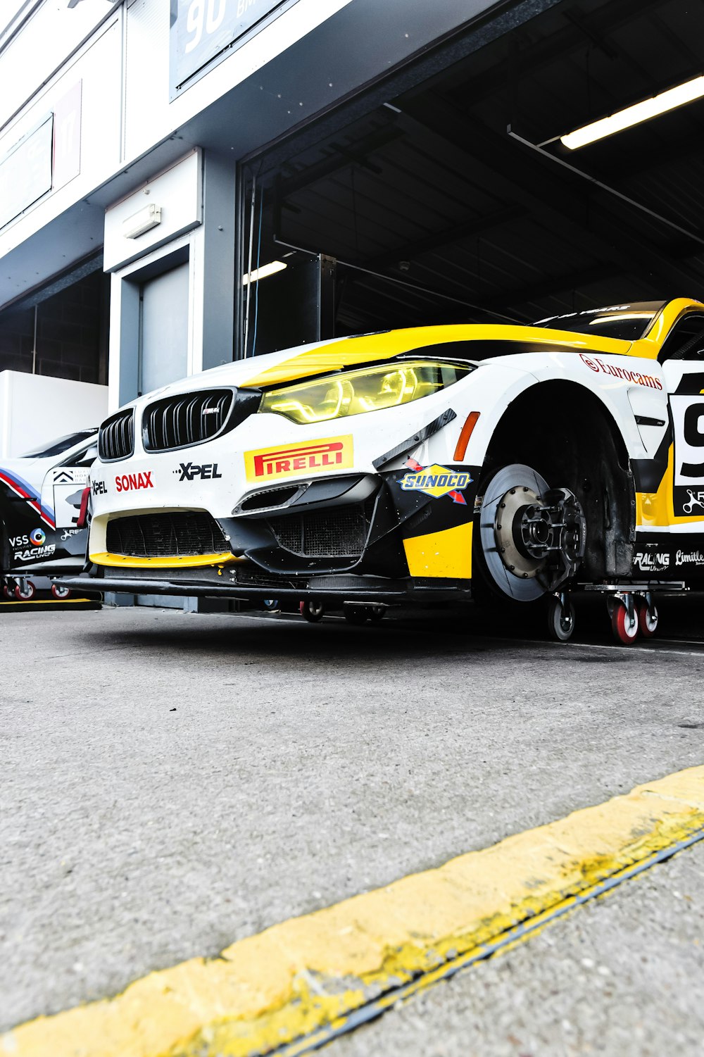 a race car on a trailer