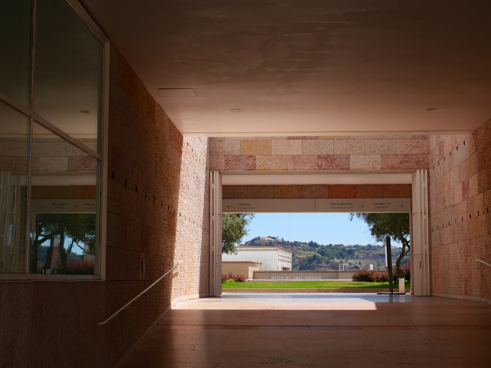 a room with a large window