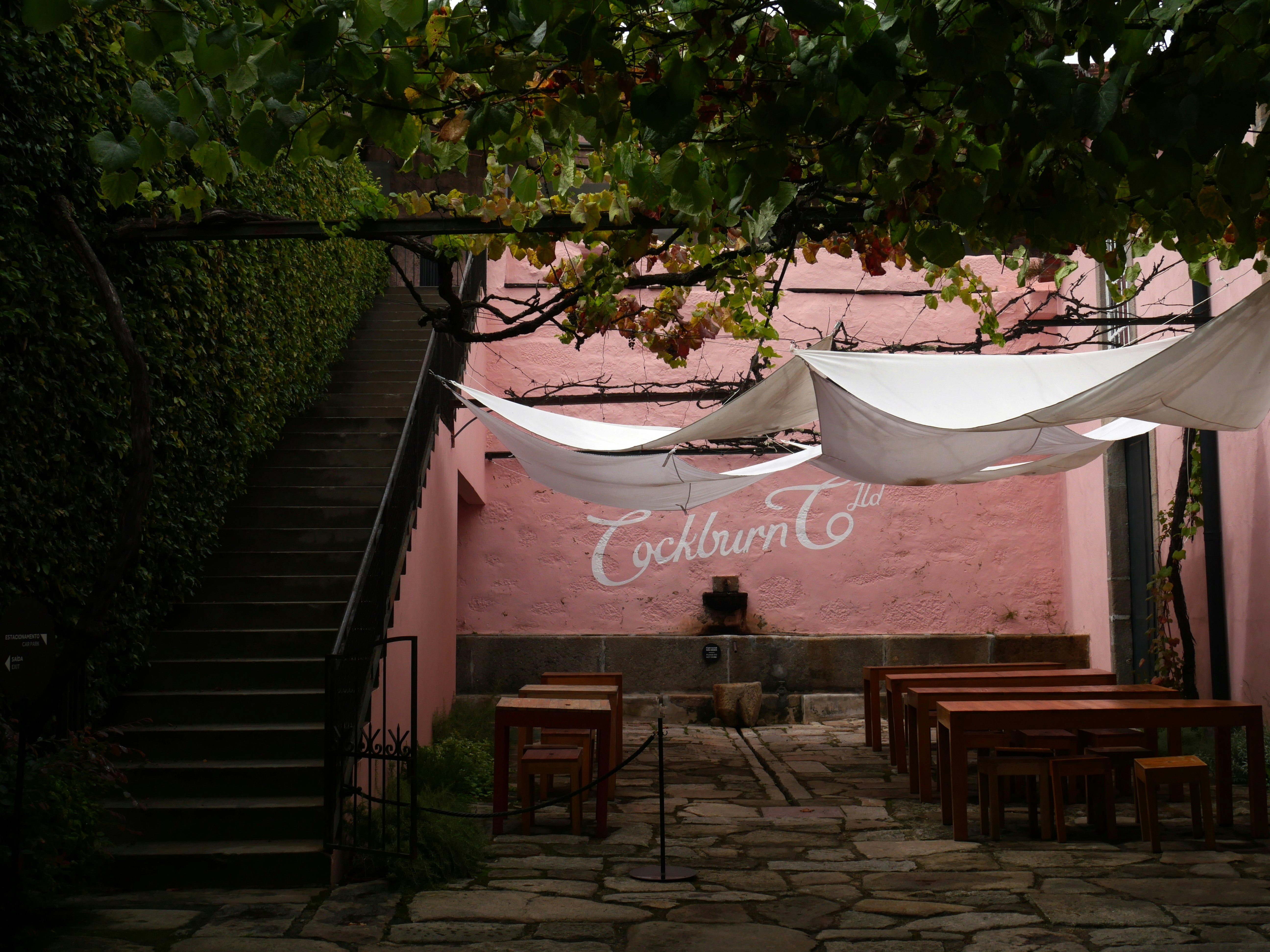 a restaurant with a staircase