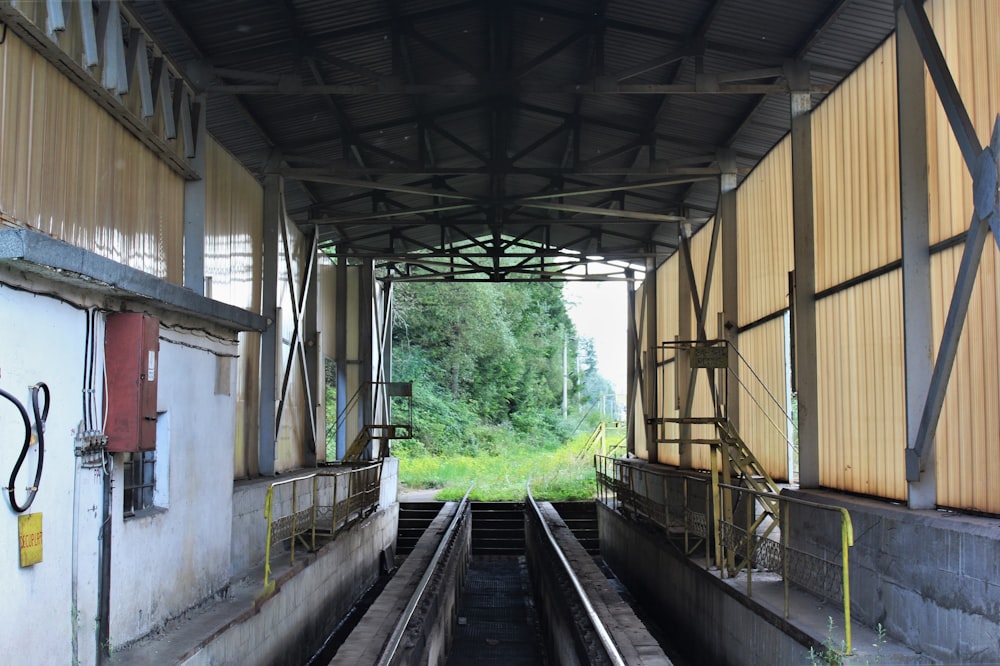 a train track in a building