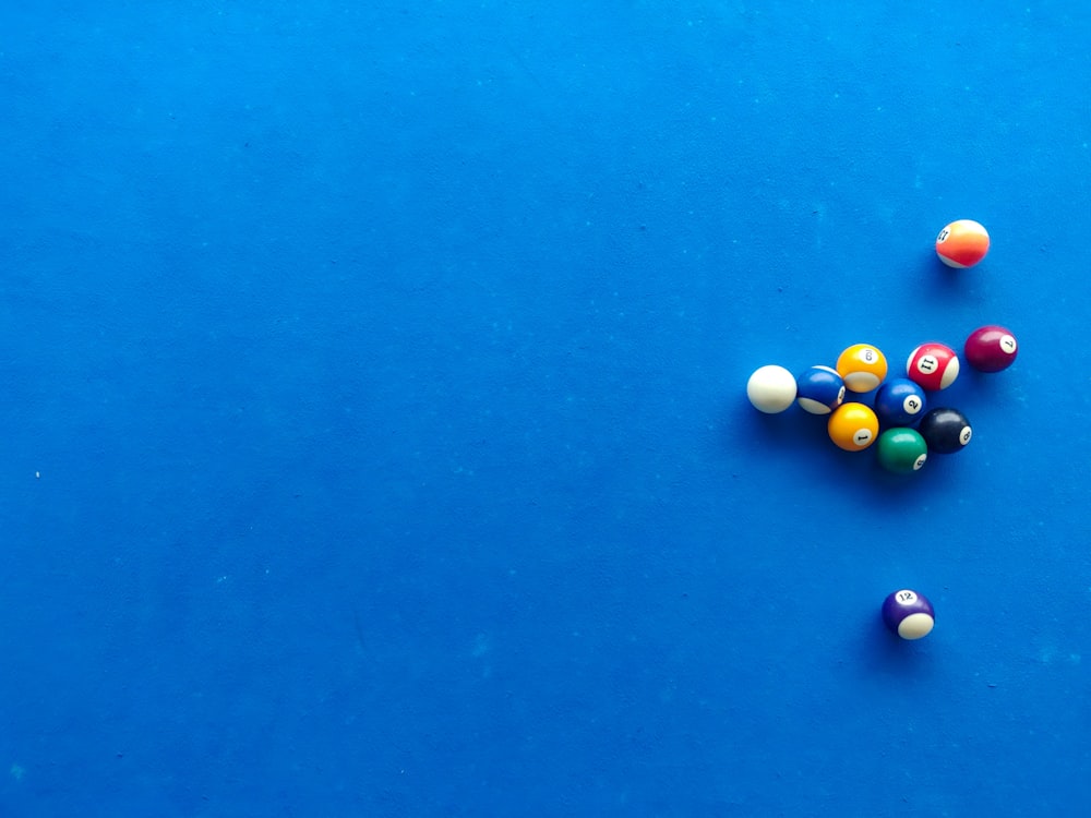 a pool table with balls on it