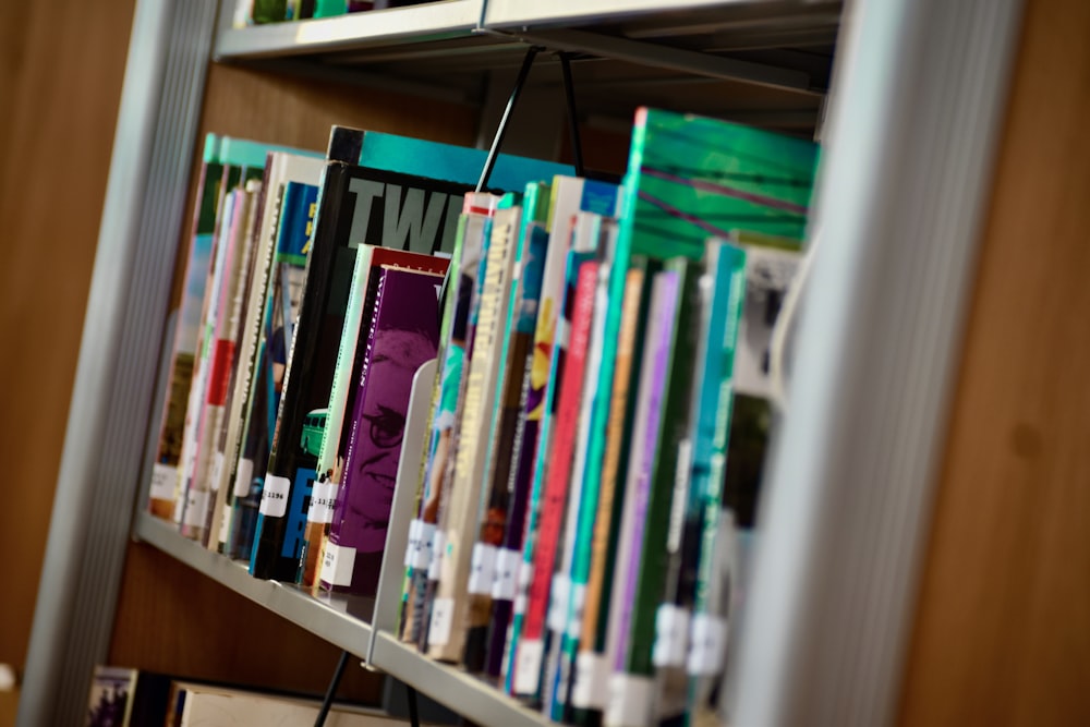 a shelf with books on it