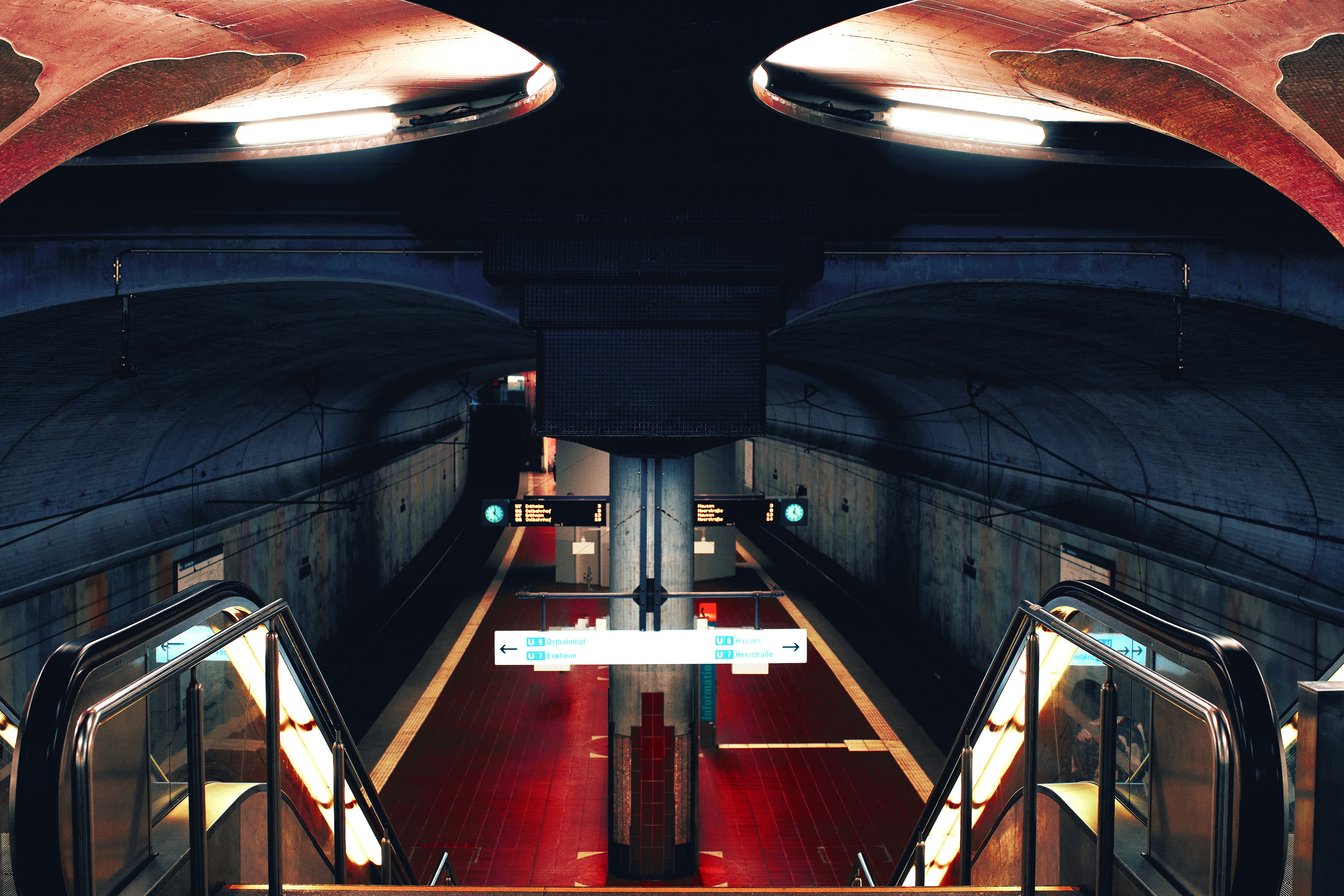 a tunnel with a sign