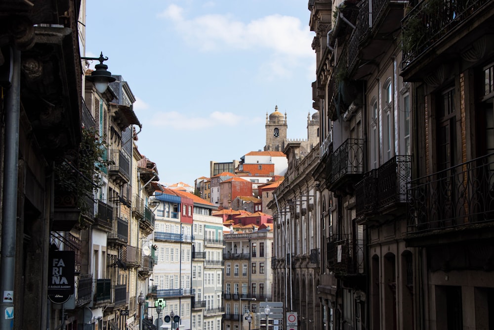 a city street with many buildings