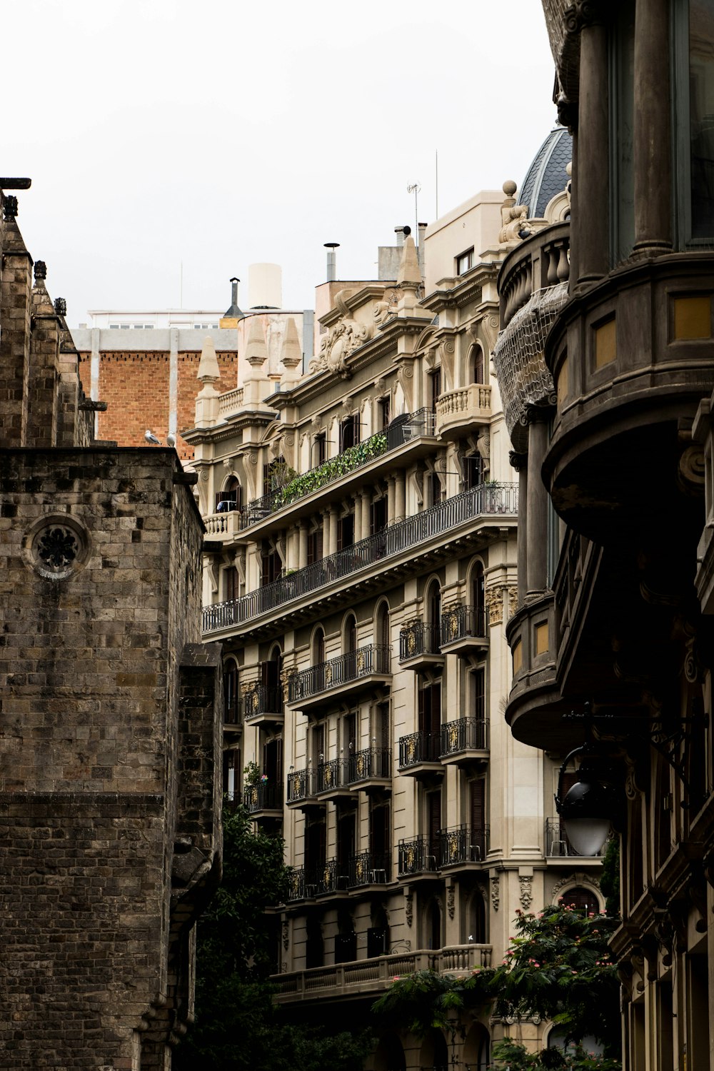 a building with balconies and a staircase