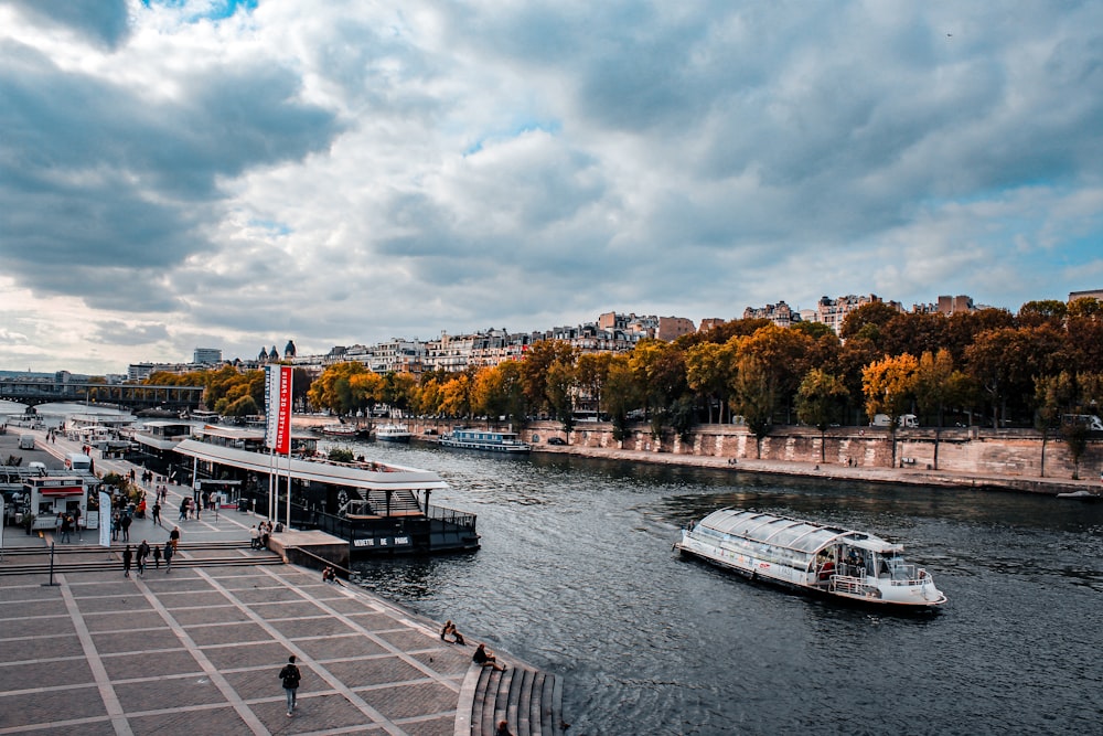 a group of boats in a body of water