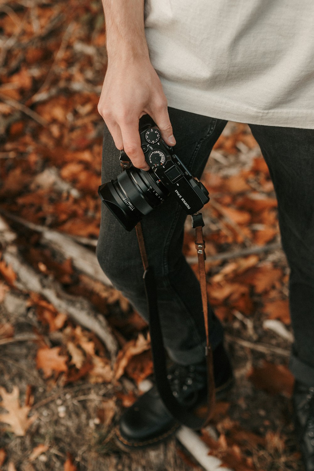 a person holding a camera