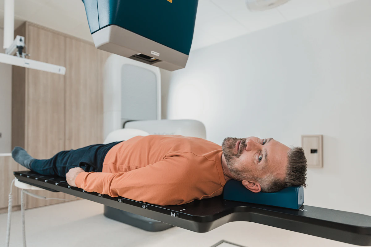 Patient undergoing a body composition scan