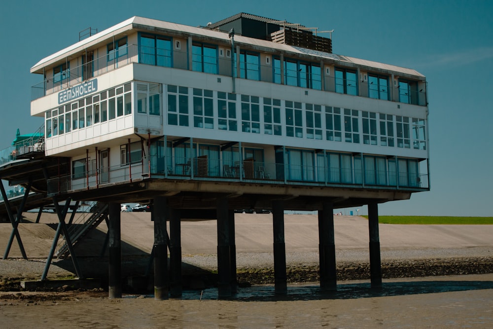 a building with a dock in front