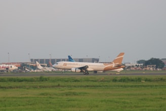 a large airplane on the runway