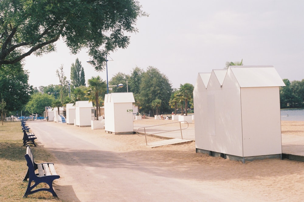 a group of white buildings