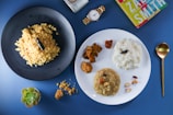 a table with plates of food