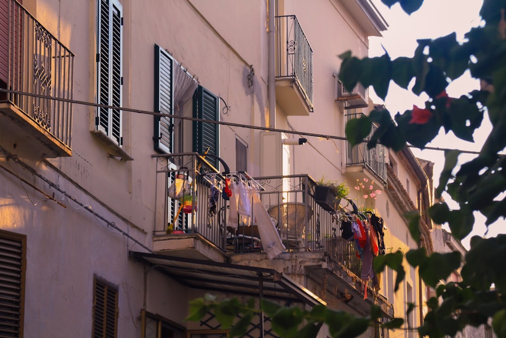 clothes on a balcony