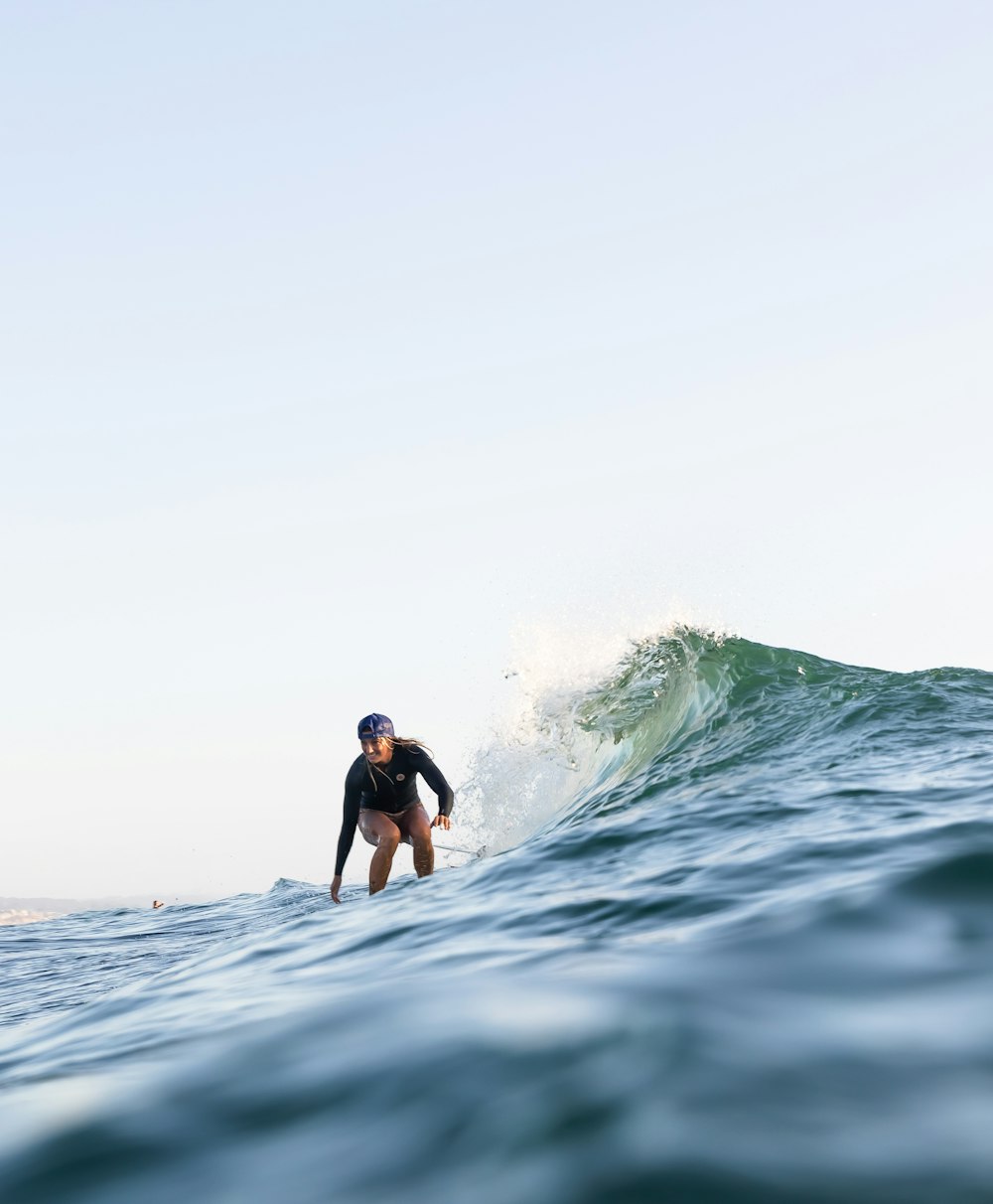 a person surfing on the waves