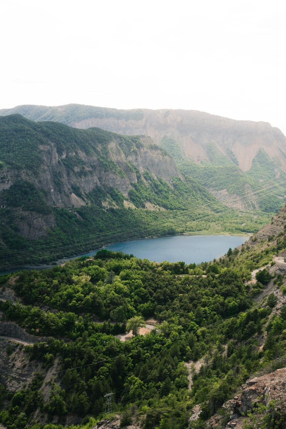 a lake surrounded by mountains