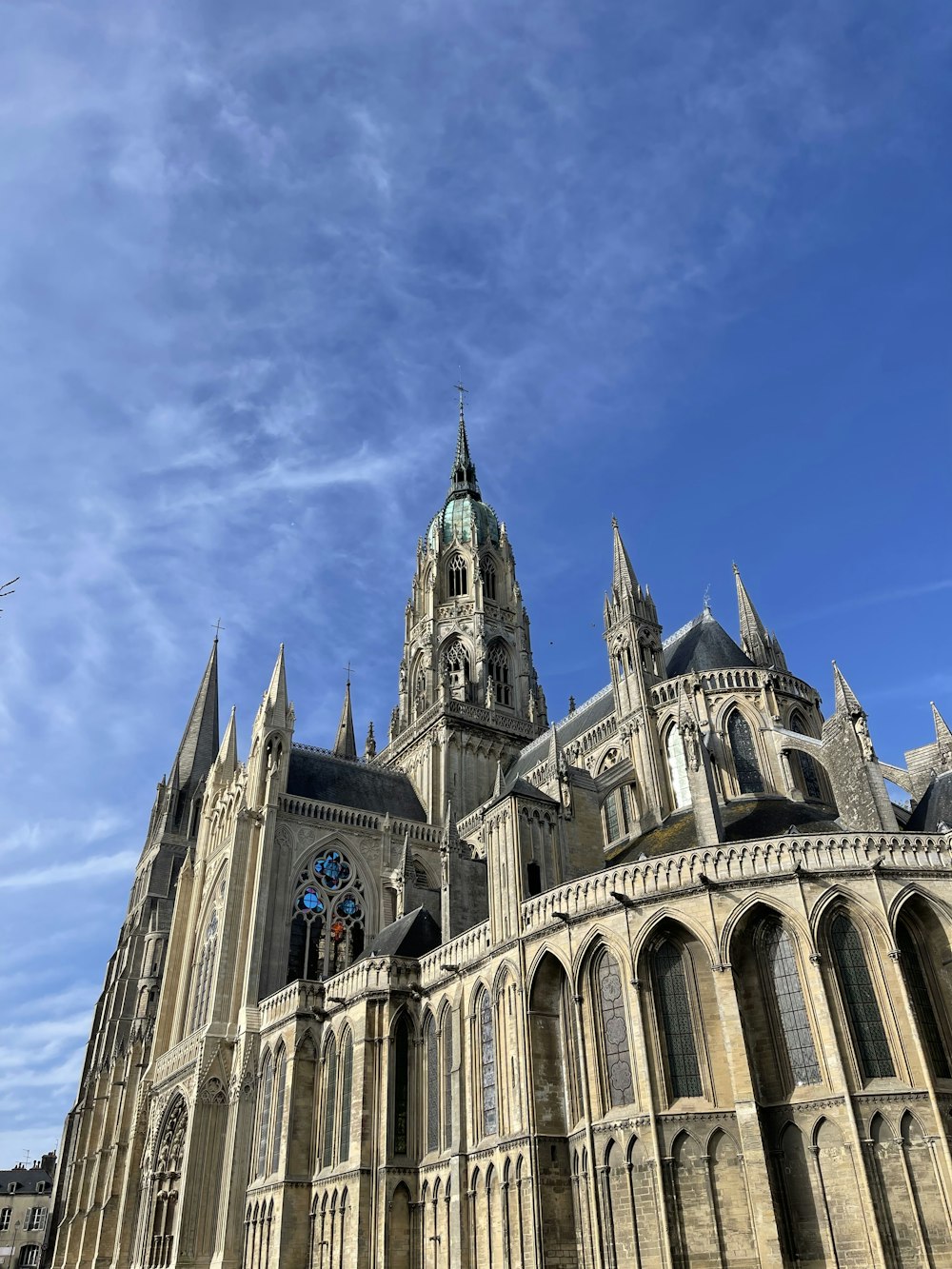 a large building with towers