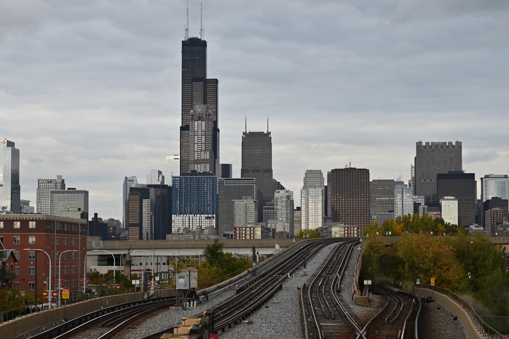 a city with train tracks