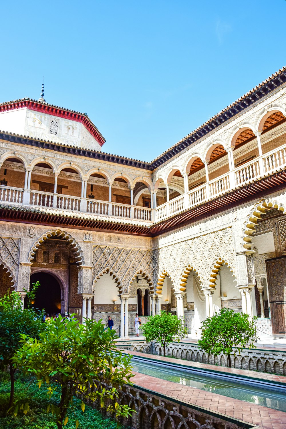 a building with a courtyard and a fountain