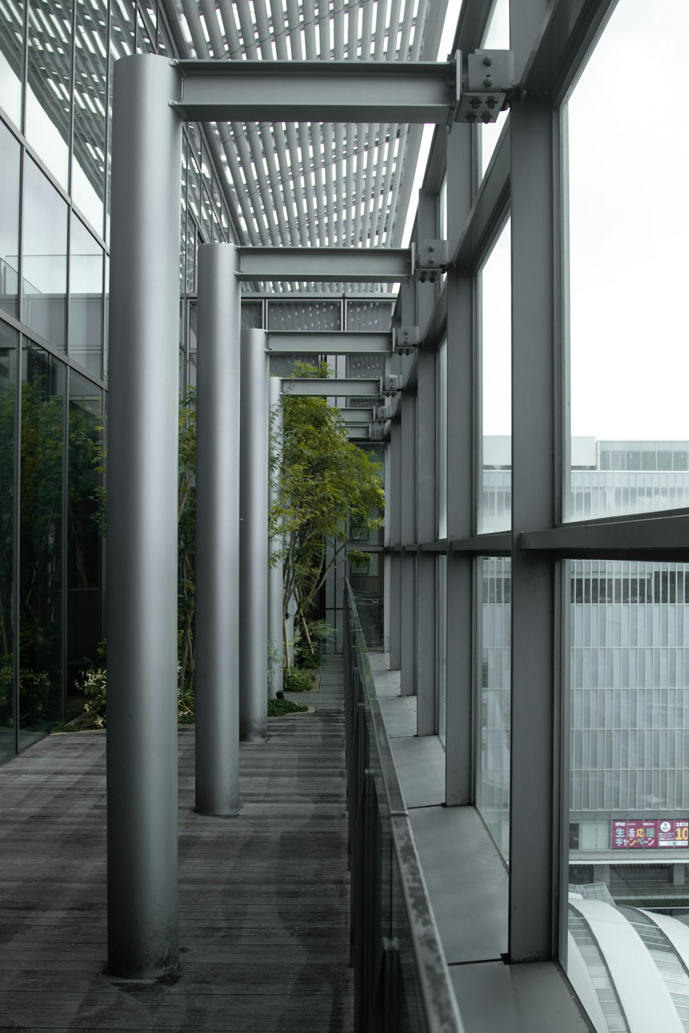 a walkway between buildings