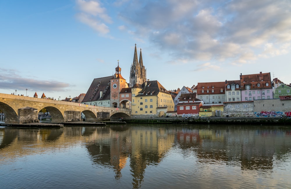 Regensburg over a river with buildings on either side of it