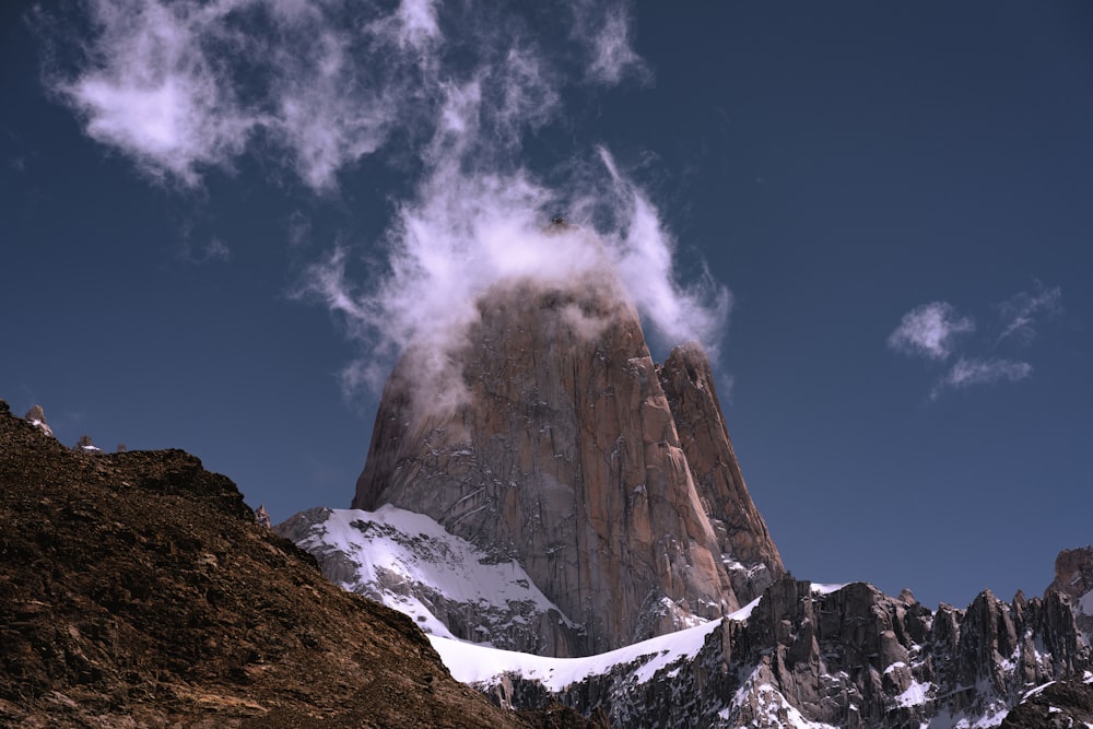 a mountain with smoke coming out of it