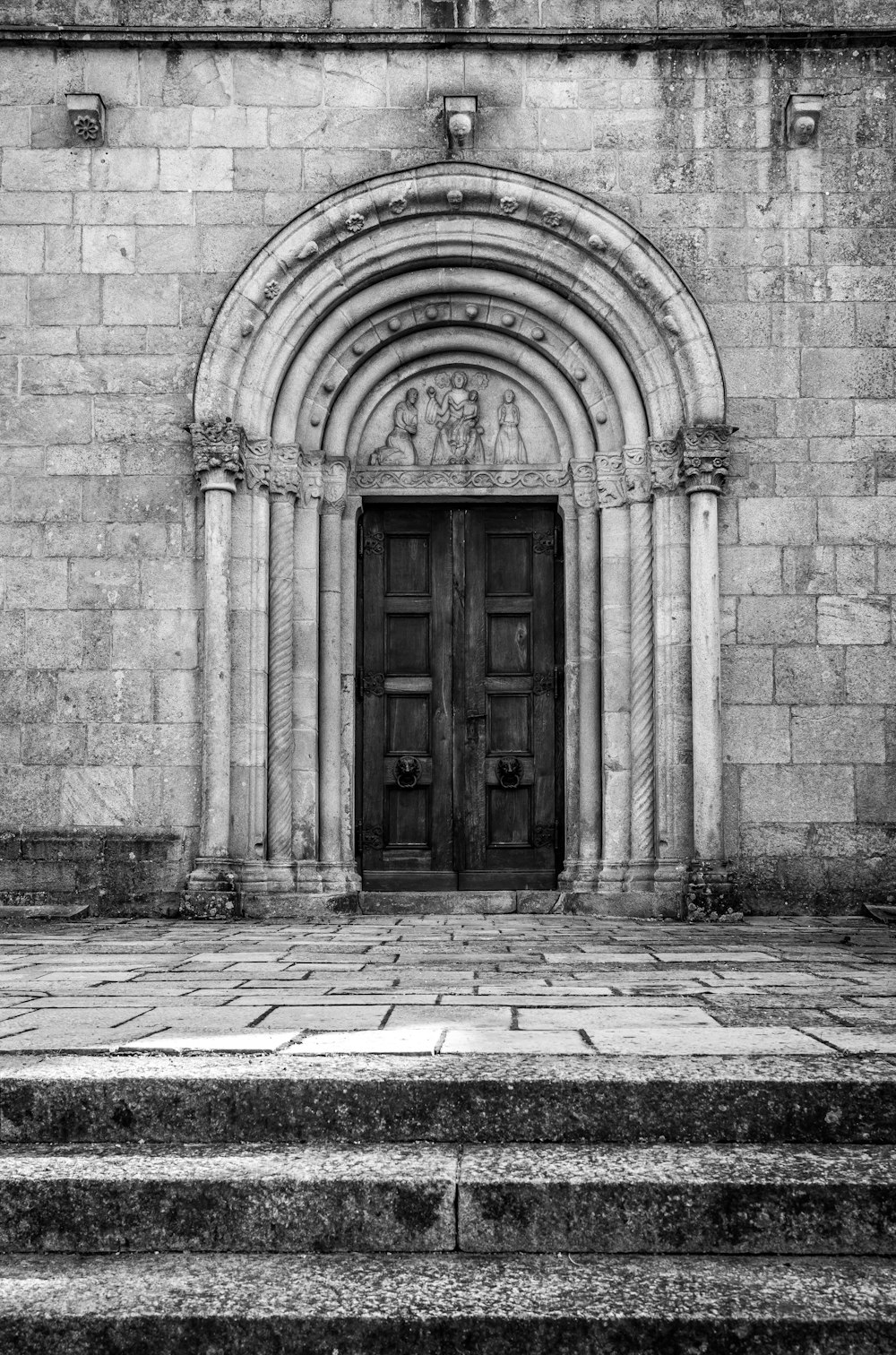 a door in a stone building