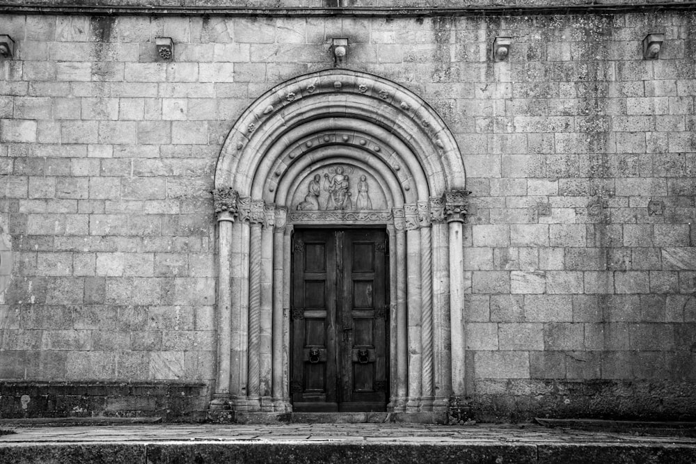 a door in a stone building