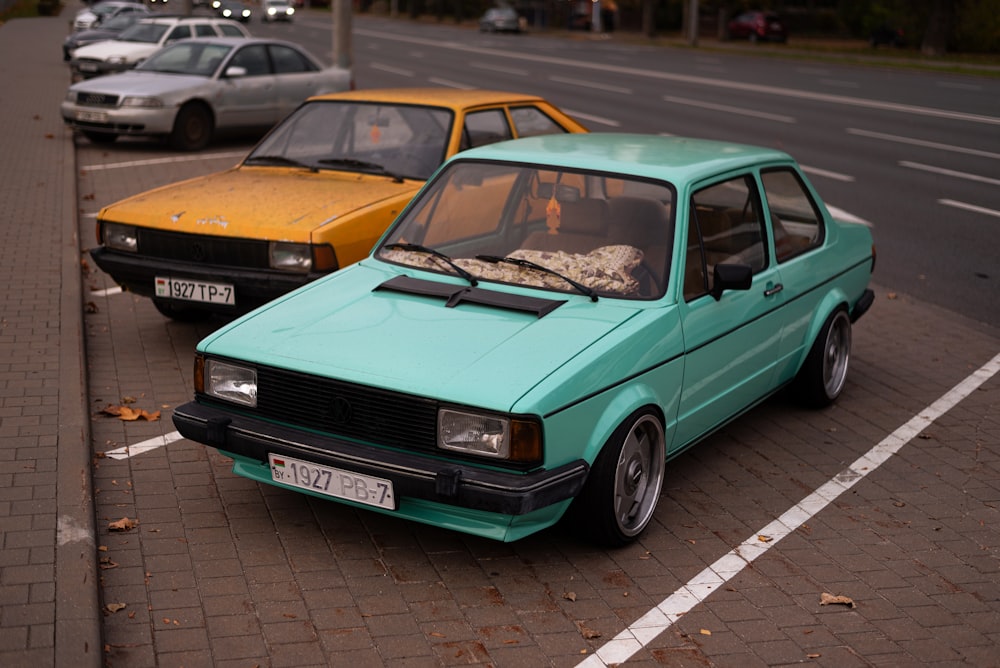 a car parked on the side of a road