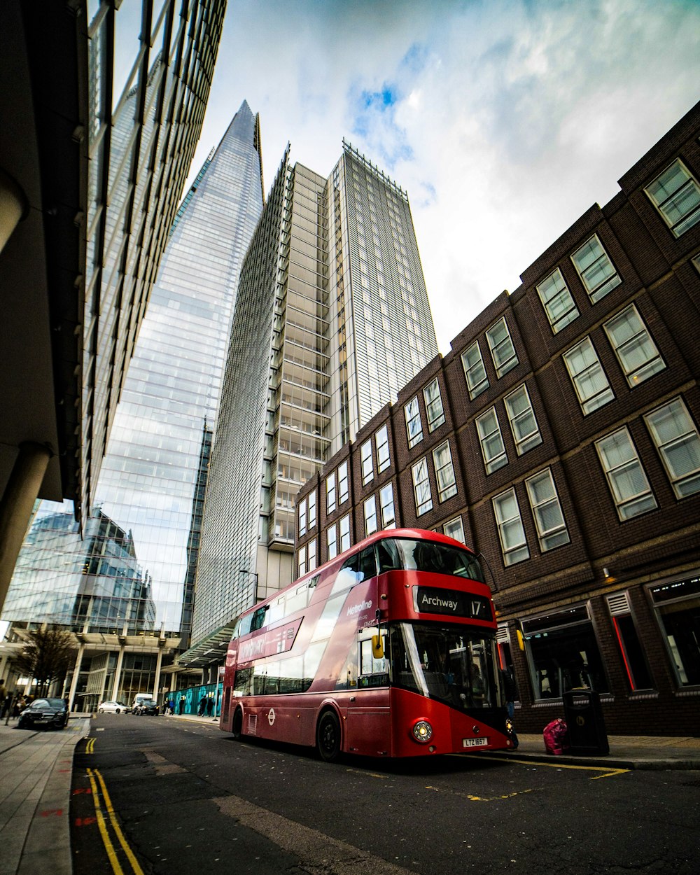 a double decker bus on the street