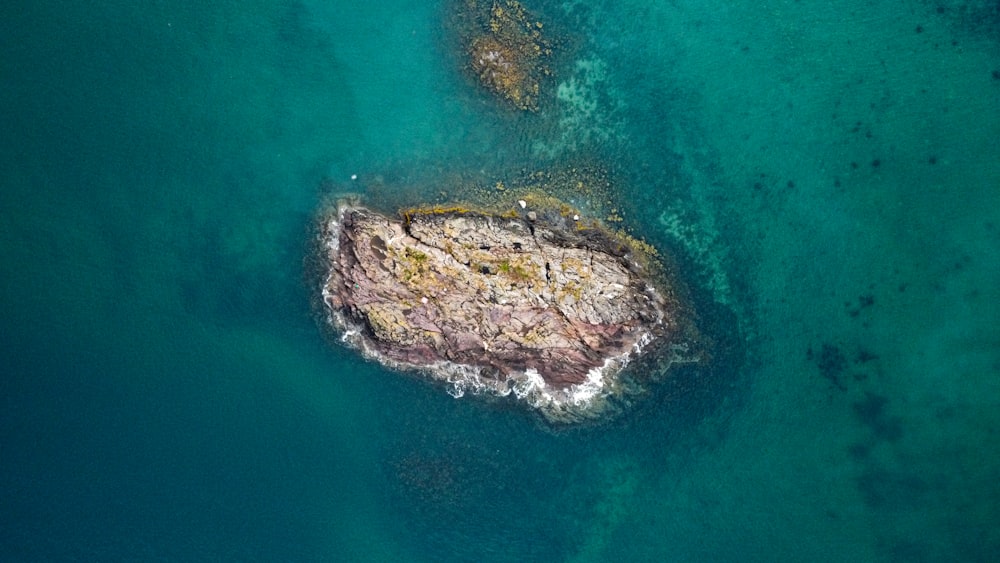 a rock in the water