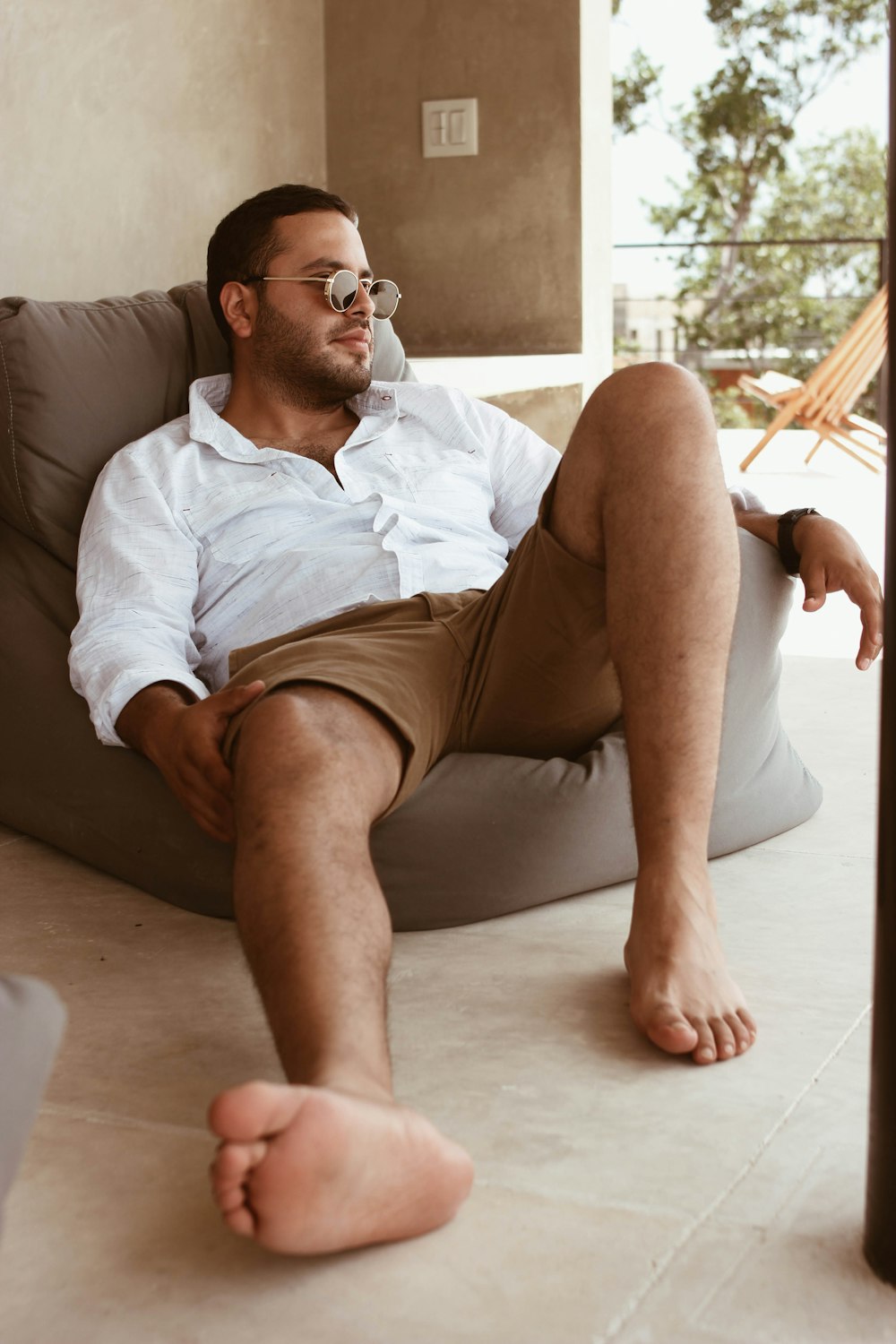 a man sitting on a couch