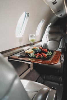 a table with food and glasses on it