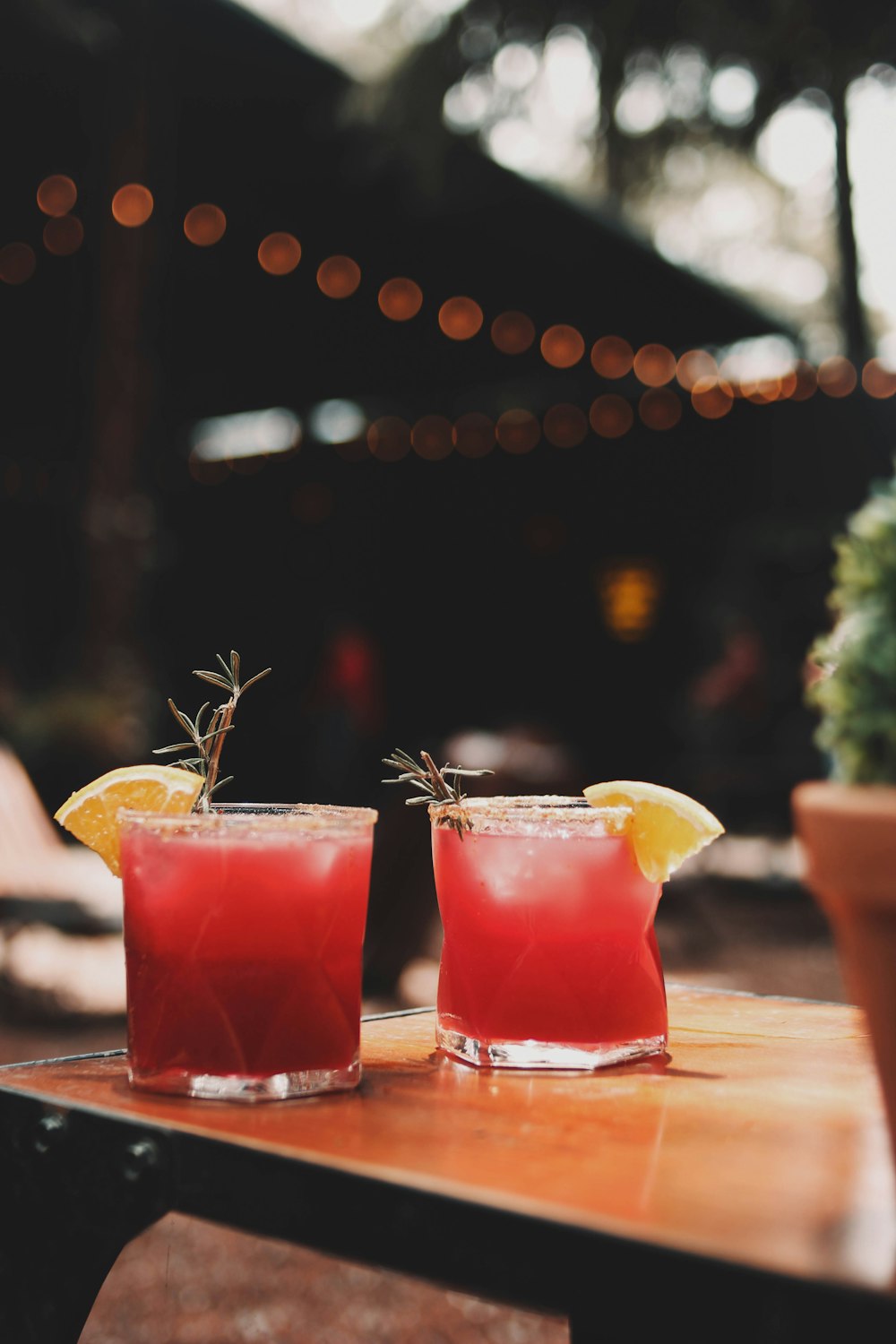 a group of drinks on a table