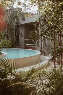 a swimming pool in a backyard