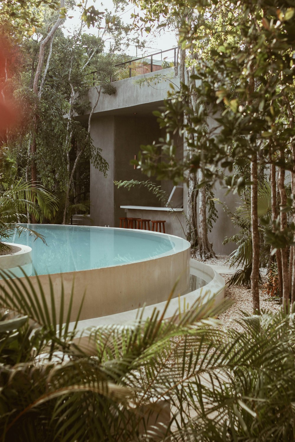 a swimming pool in a backyard