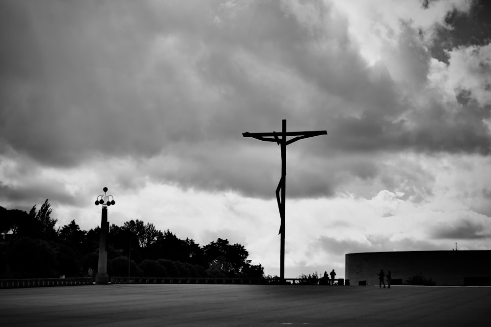 a cross on a pole