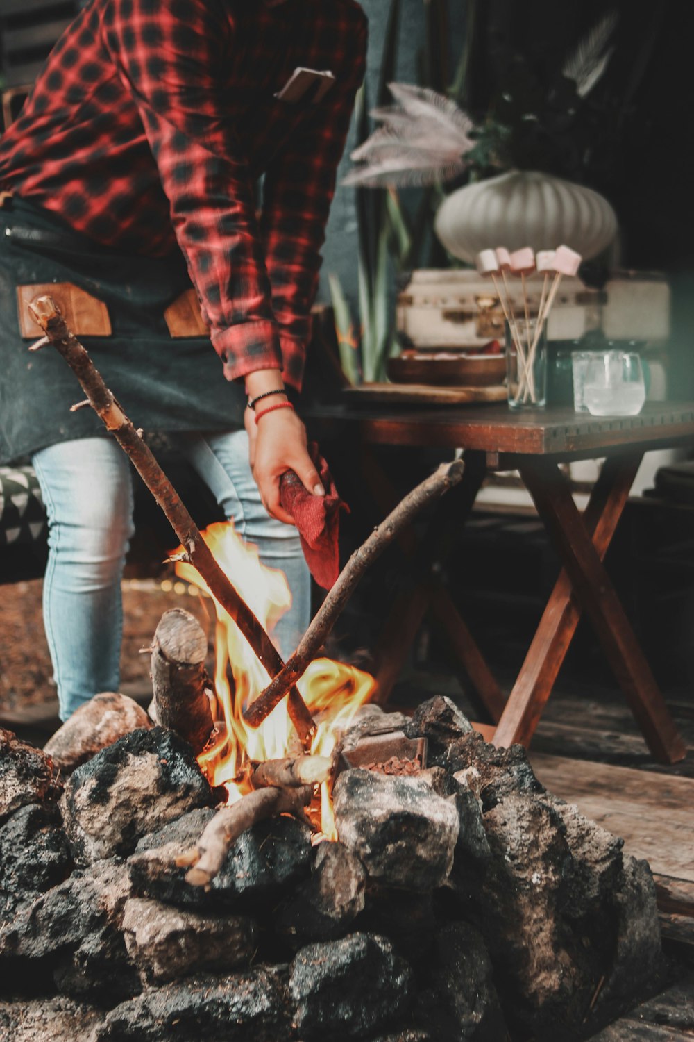 a man chopping wood