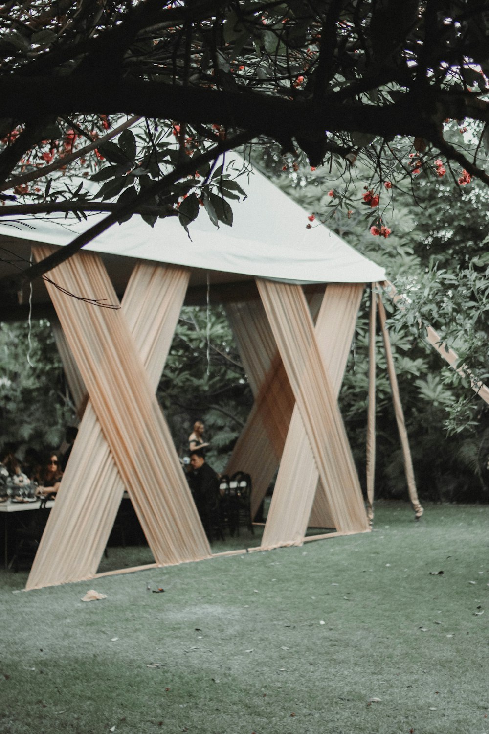 a tent with a canopy