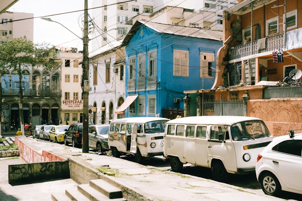 a street with cars and buildings