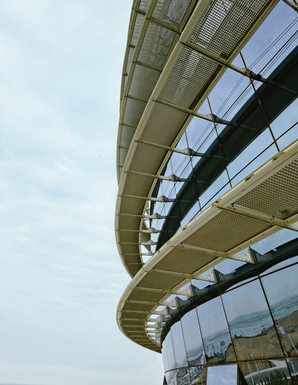 a tall building with glass windows