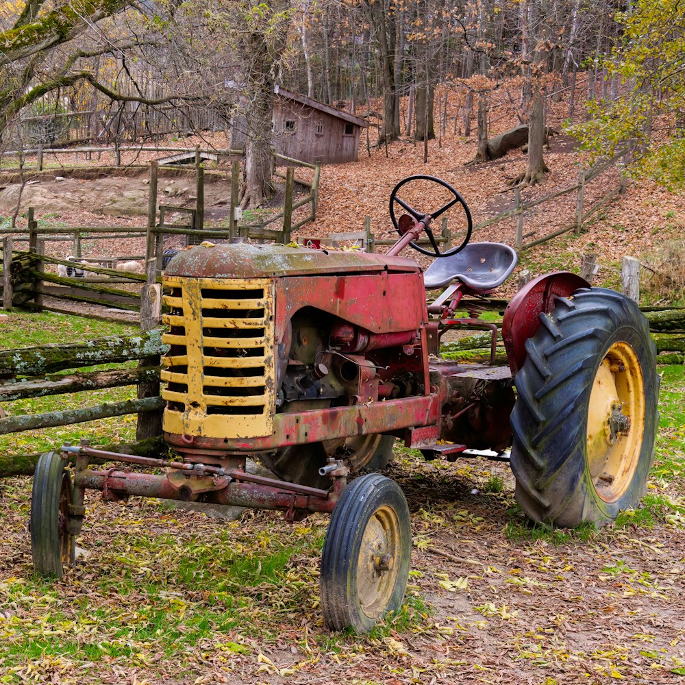 a tractor parked in a field