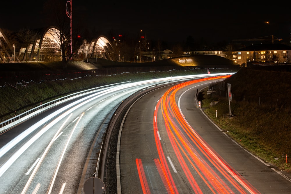 a highway at night