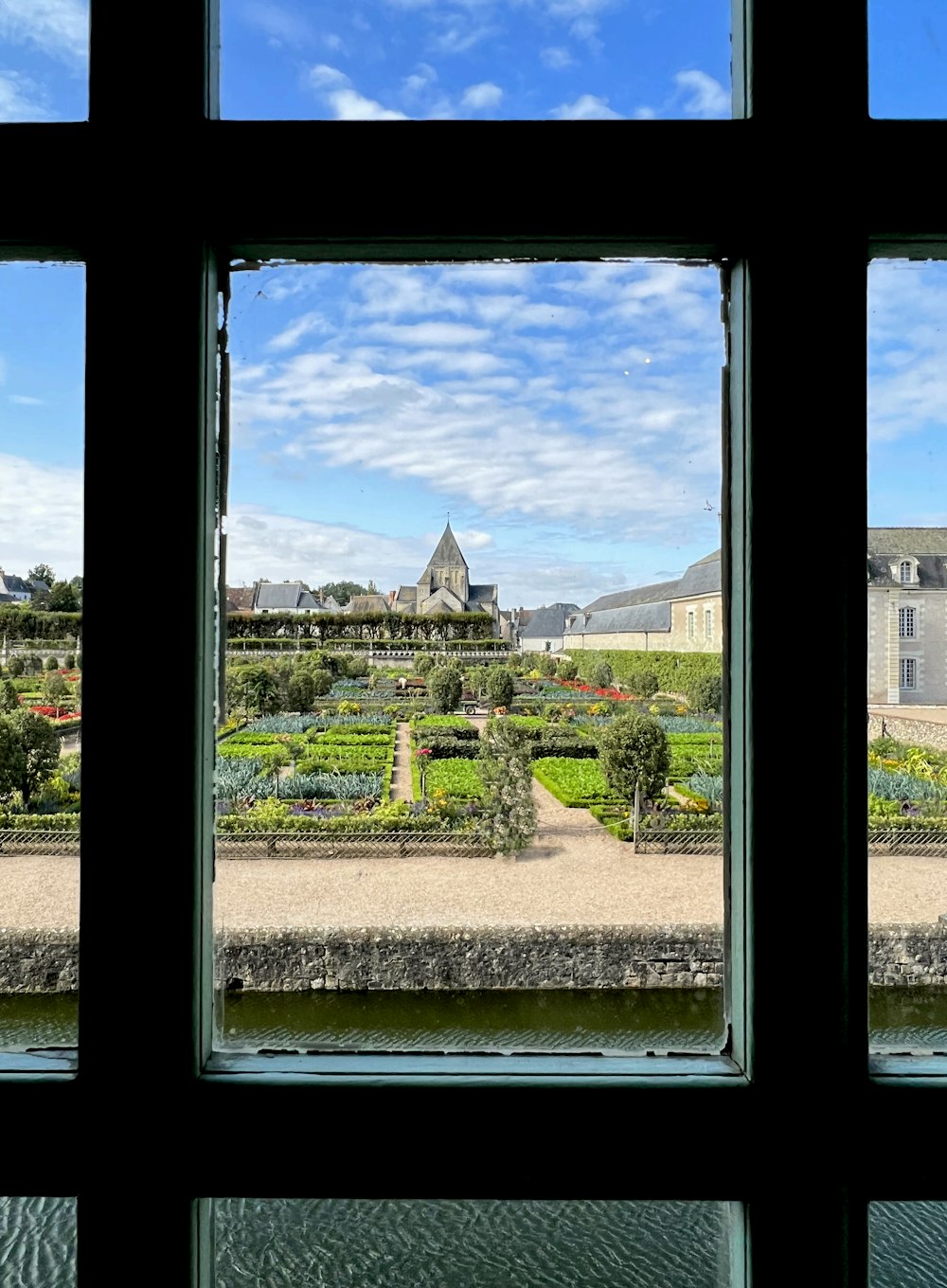 a view of a town through a window