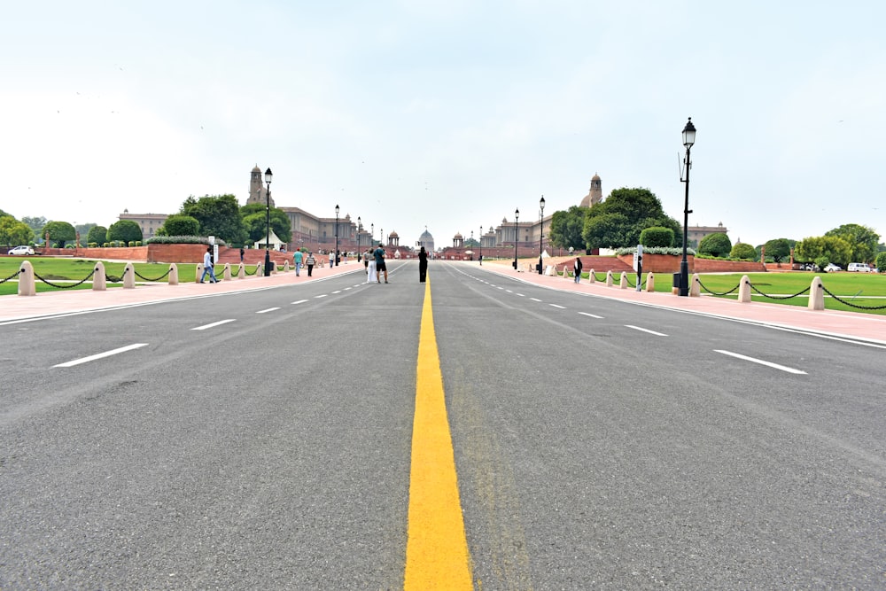 a road with people on it