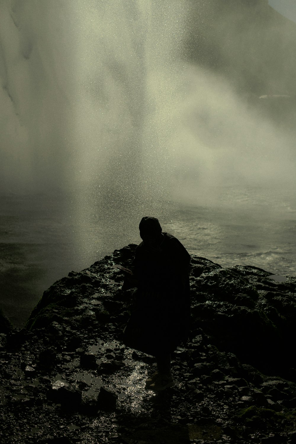 a person standing on a cliff looking at the ocean