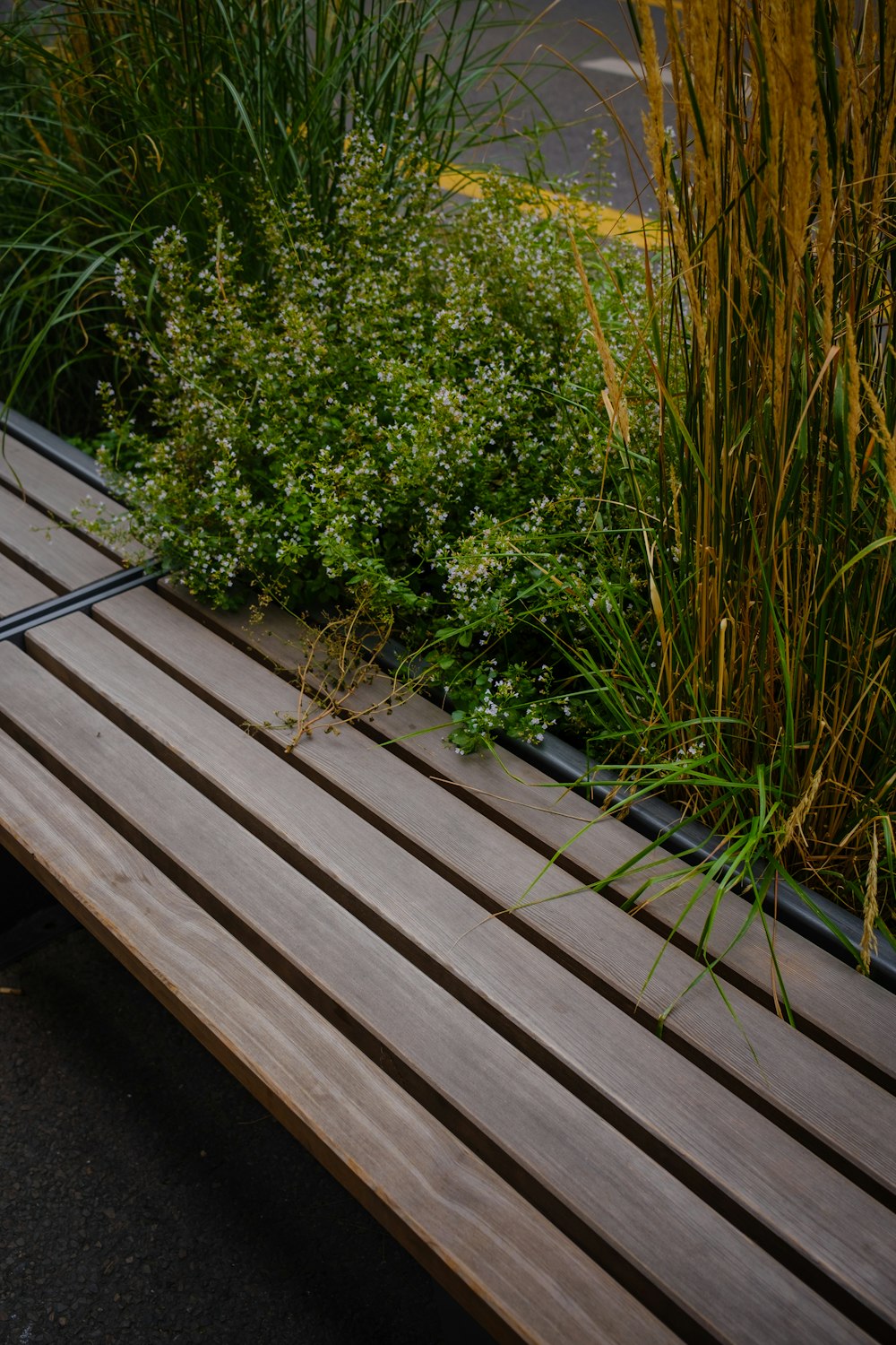 a bench with a phone on it