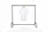 Close-up of a modern, minimalist black and white shirt hanging neatly on a wooden hanger against a clean white background.