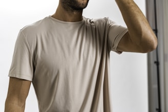 a man wearing a white shirt