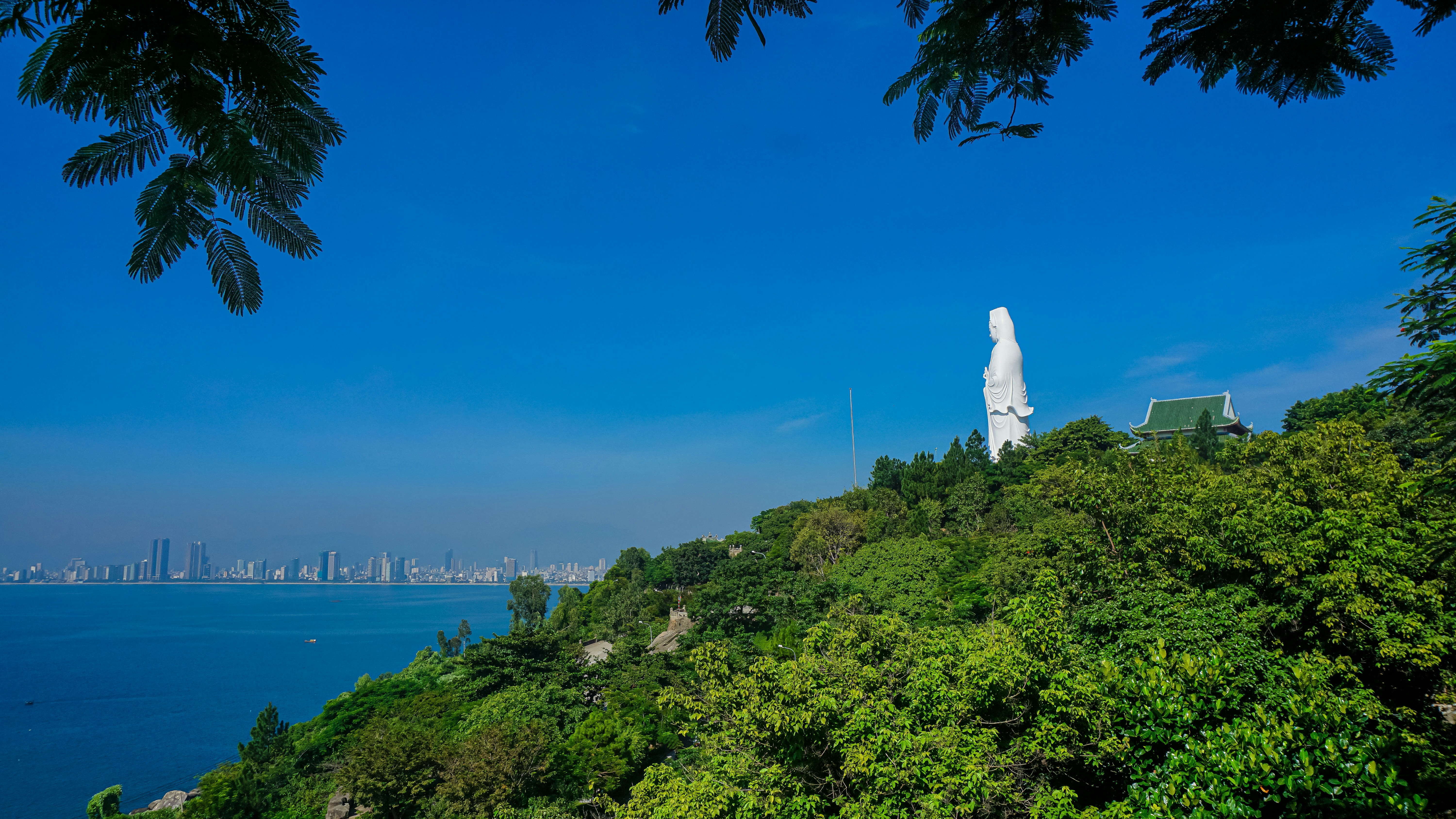 Buddhist pagoda grounds and statue on the Son Tra Peninsula, Da Nang